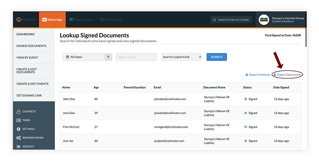 Lookup Signed Documents