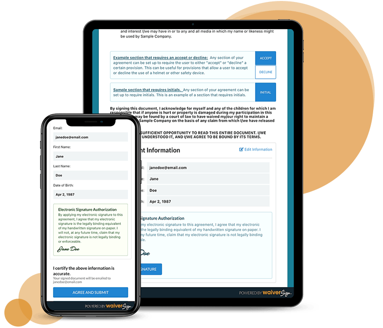 customized release of liability form on iPad