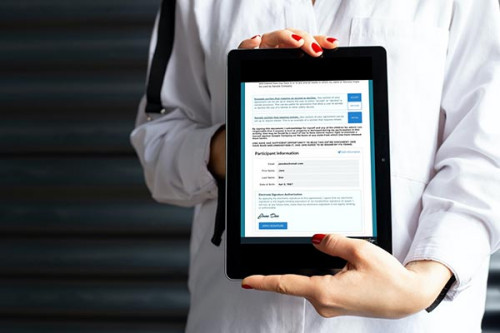 custom informed consent form on tablet