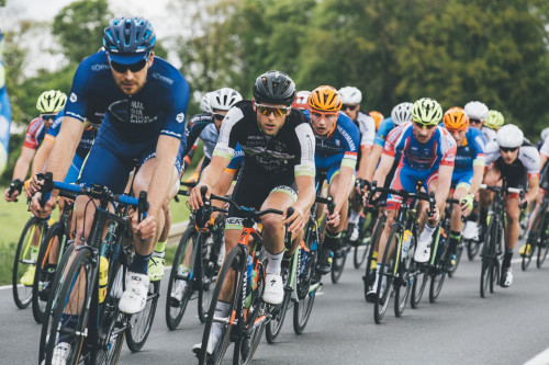 cycling race event with men riding road bikes